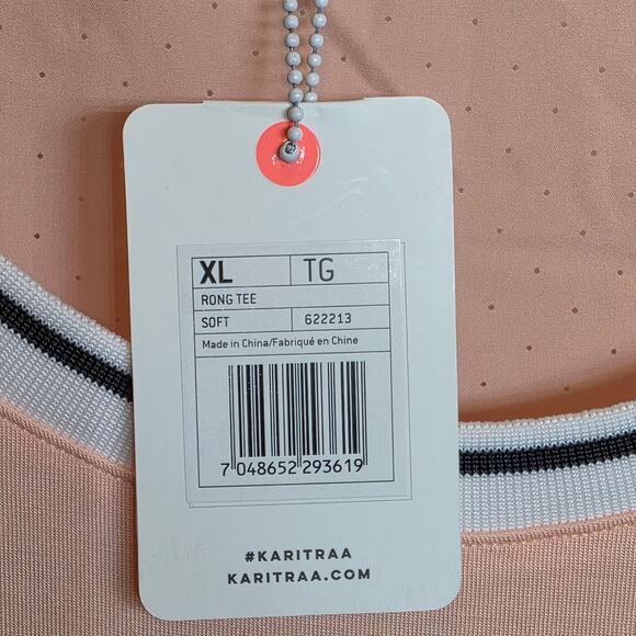 Kari Traa Rong Tee Workout Short Sleeve Top Womens Sz XL Peach Pink Crewneck - Picture 11 of 16